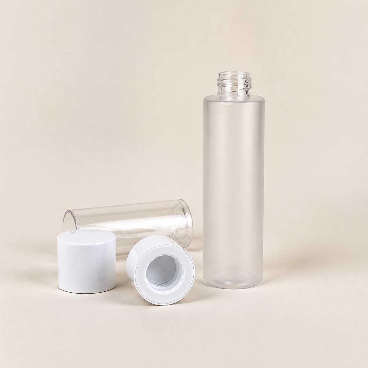 open-frosted-pet-skincare-bottle-with-cap-components