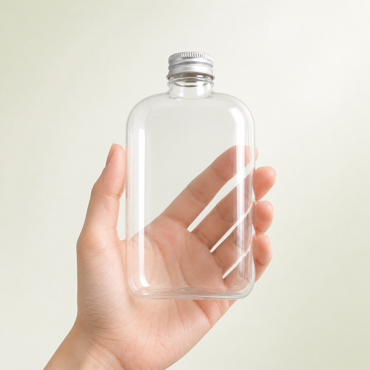 hand-holding-clear-350ml-pet-flask-bottle