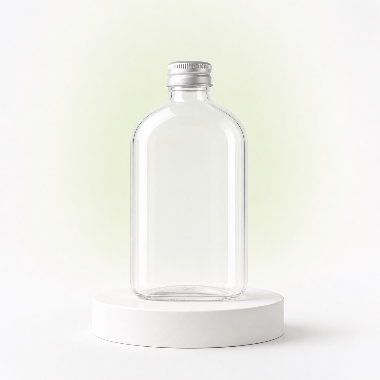 clear-350ml-flat-pet-juice-bottle-with-aluminum-cap