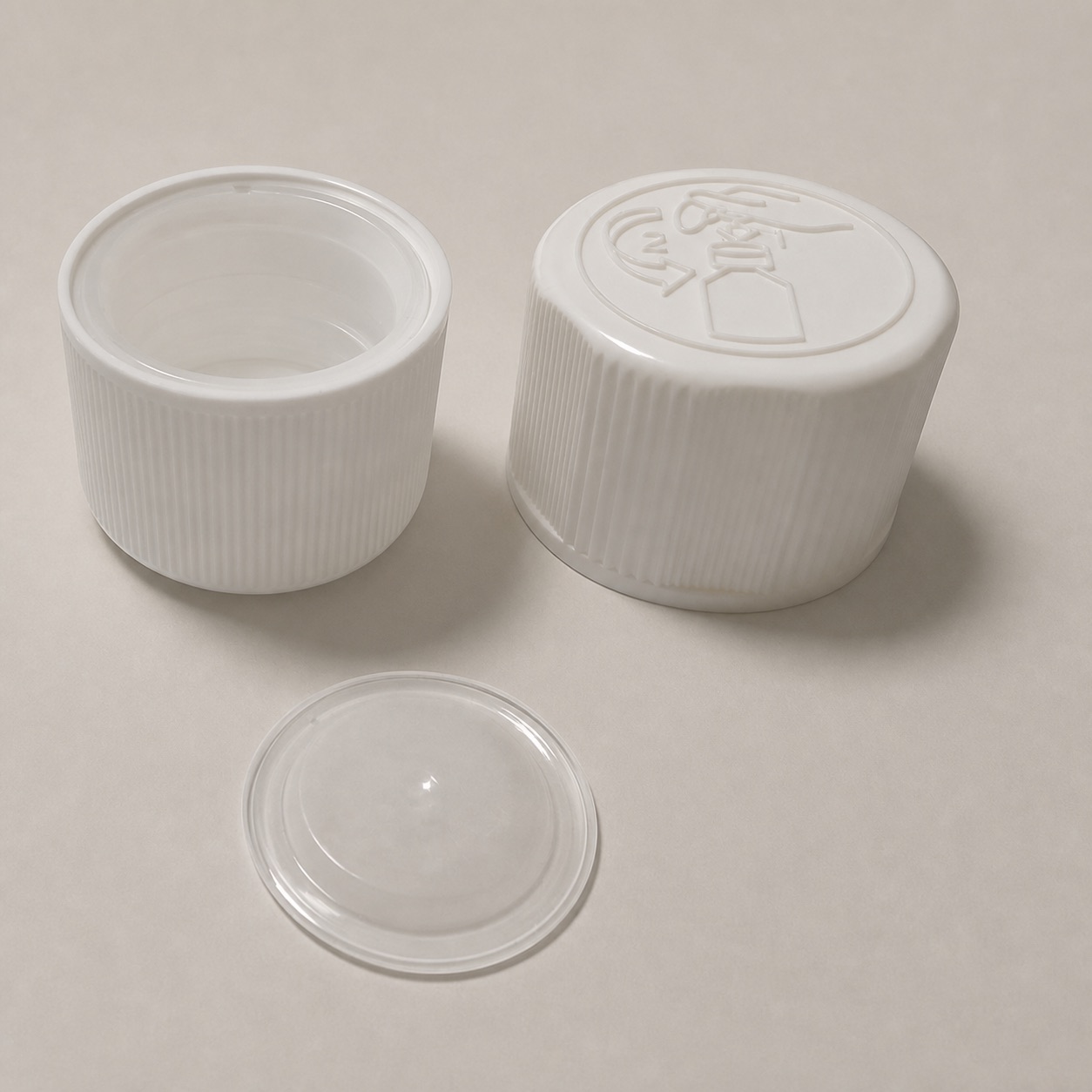 white-embossed-pp-child-resistant-cap-components