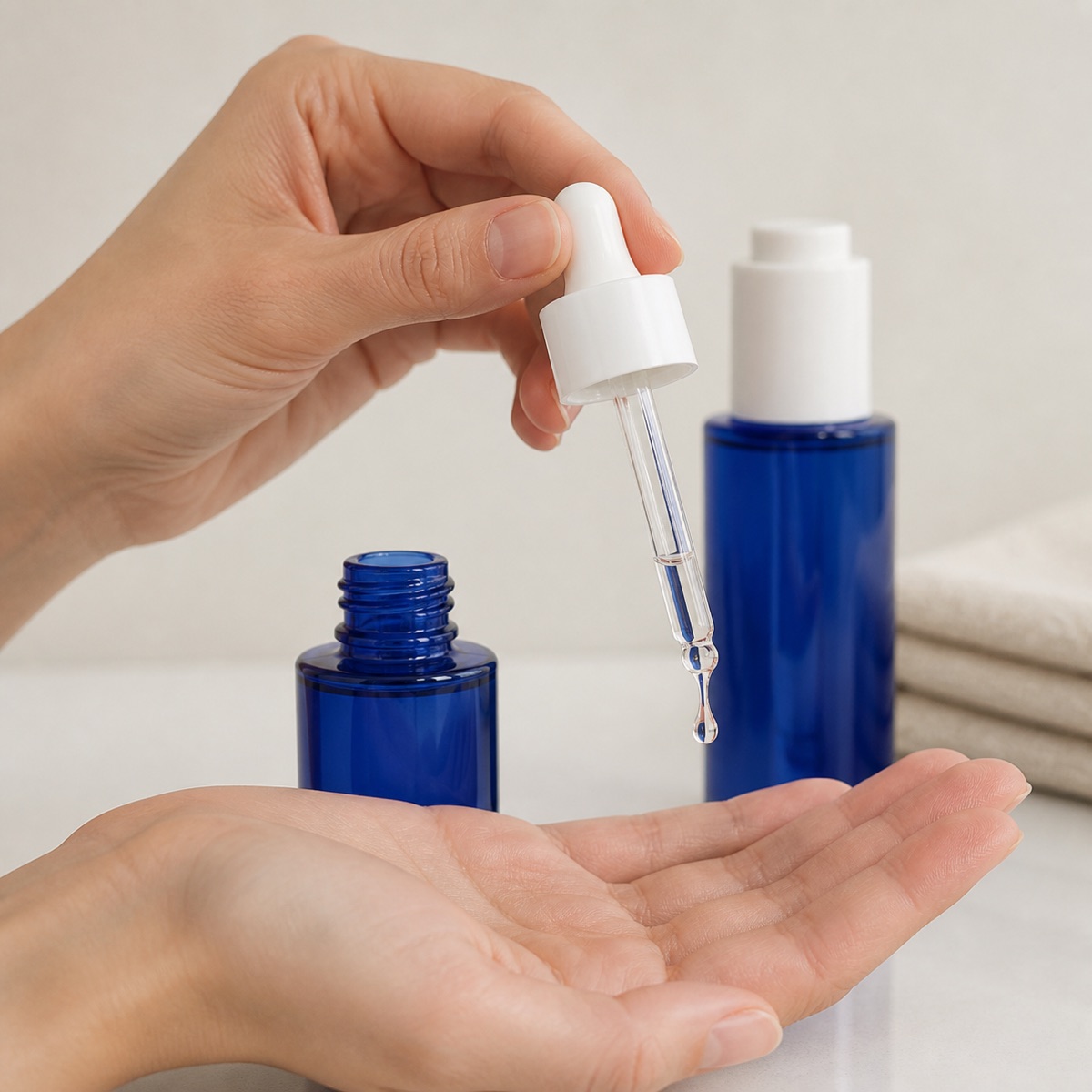 blue-pet-dropper-bottle-dispensing-facial-serum-into-a-hand