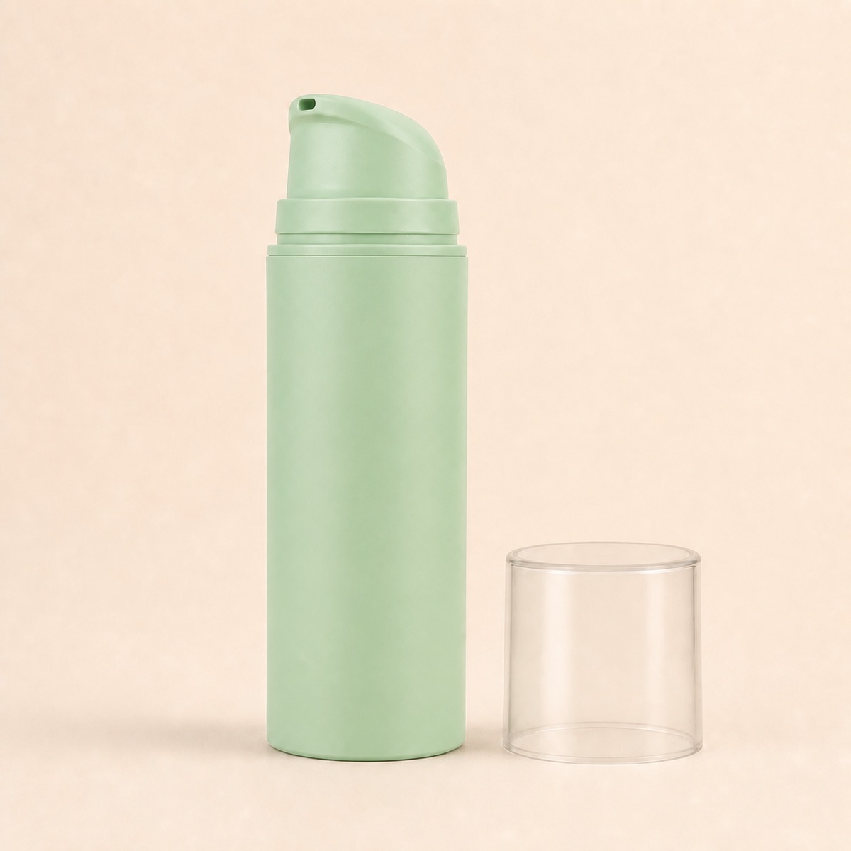 single-light-green-pp-airless-skincare-bottle-with-clear-cap