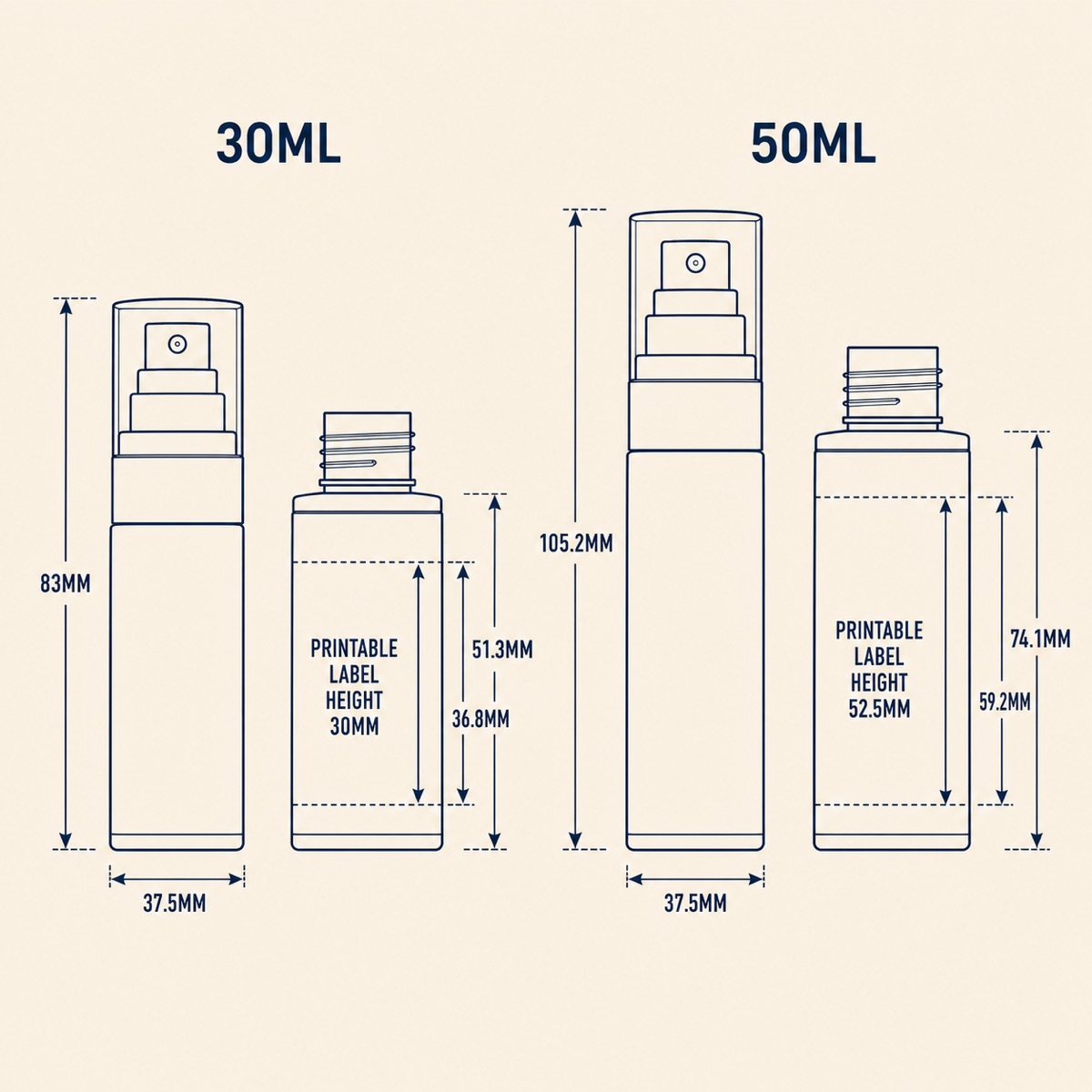 30ml-and-50ml-pet-fine-mist-spray-bottle-dimension-drawings