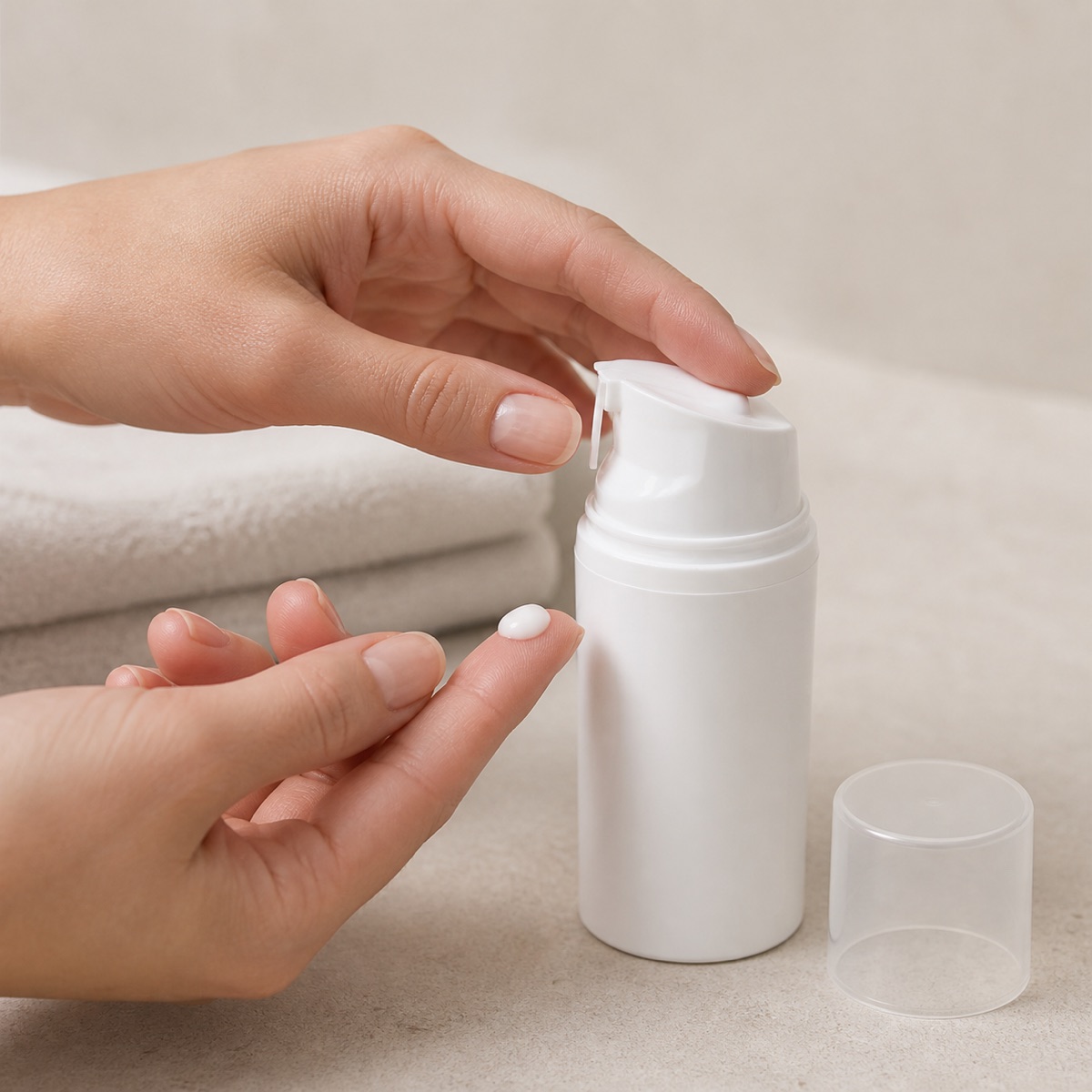white-pp-airless-pump-bottle-dispensing-skincare-cream
