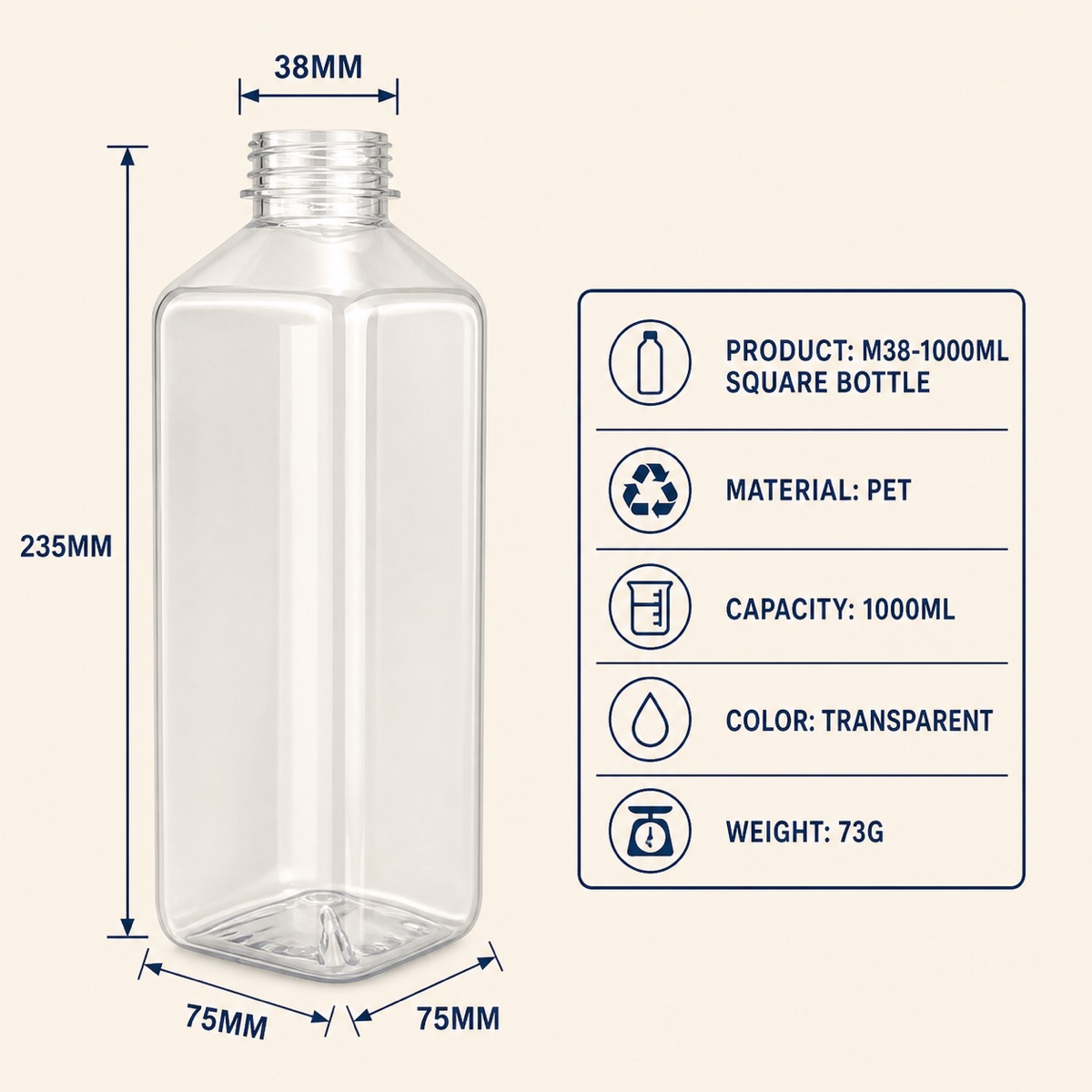clear-pet-square-beverage-bottle-specification-and-dimension-diagram