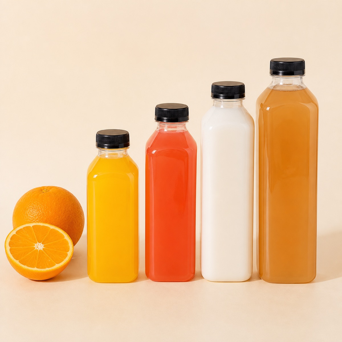 clear-pet-square-juice-bottles-displayed-with-fresh-orange-fruit