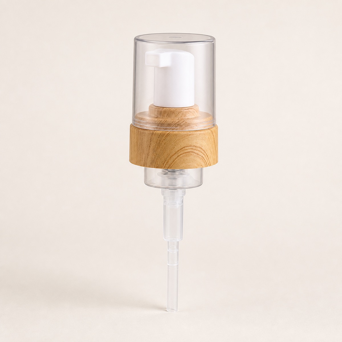 42-410-wood-grain-foaming-pump-with-clear-overcap-upright