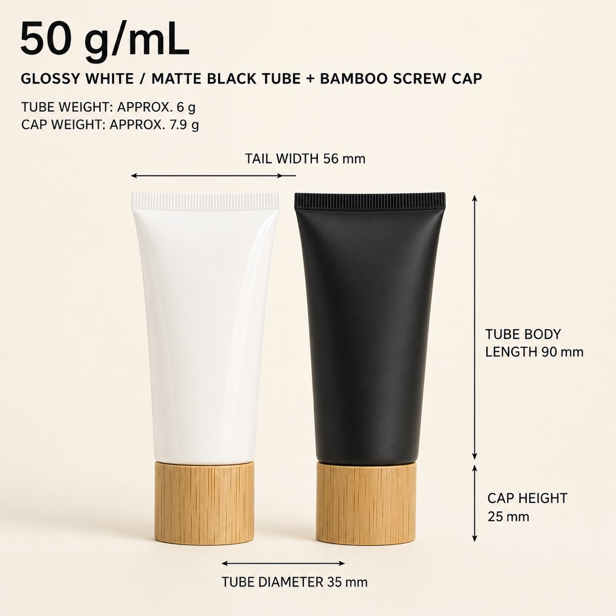 50g-white-and-black-pe-cosmetic-tube-english-dimensions