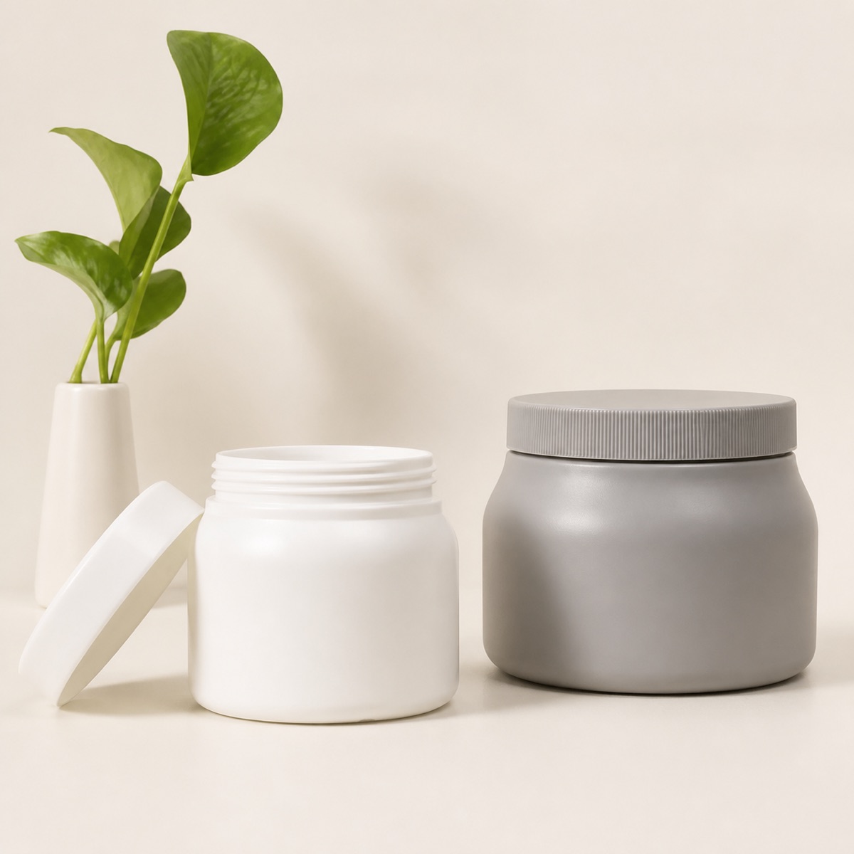 250ml-and-500ml-pe-wide-mouth-jars-in-white-and-gray