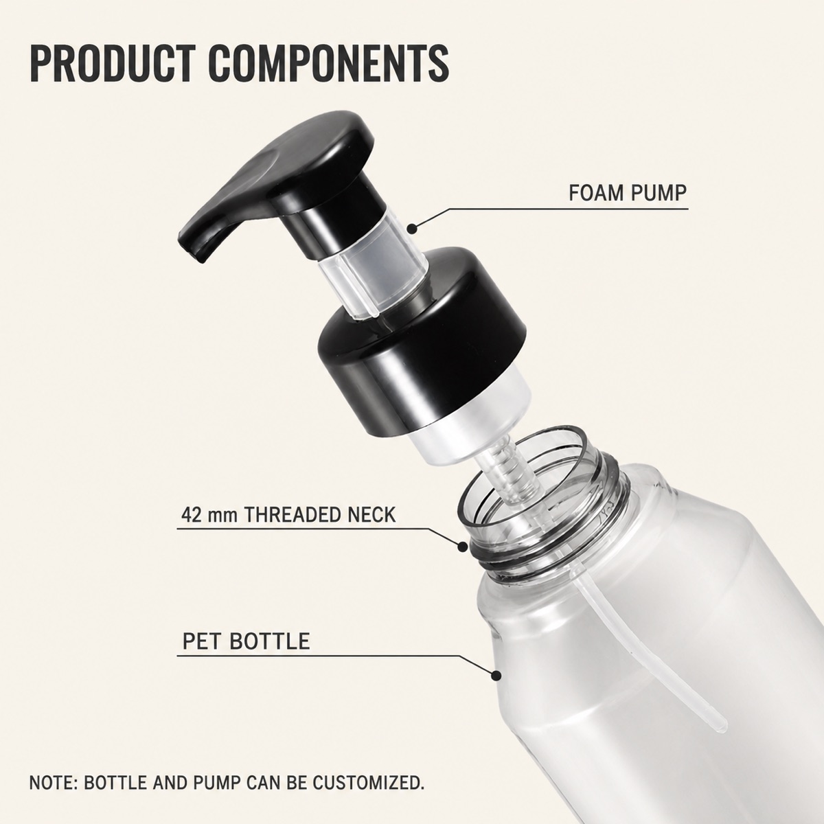 350ml-pet-bottle-and-black-foaming-pump-components