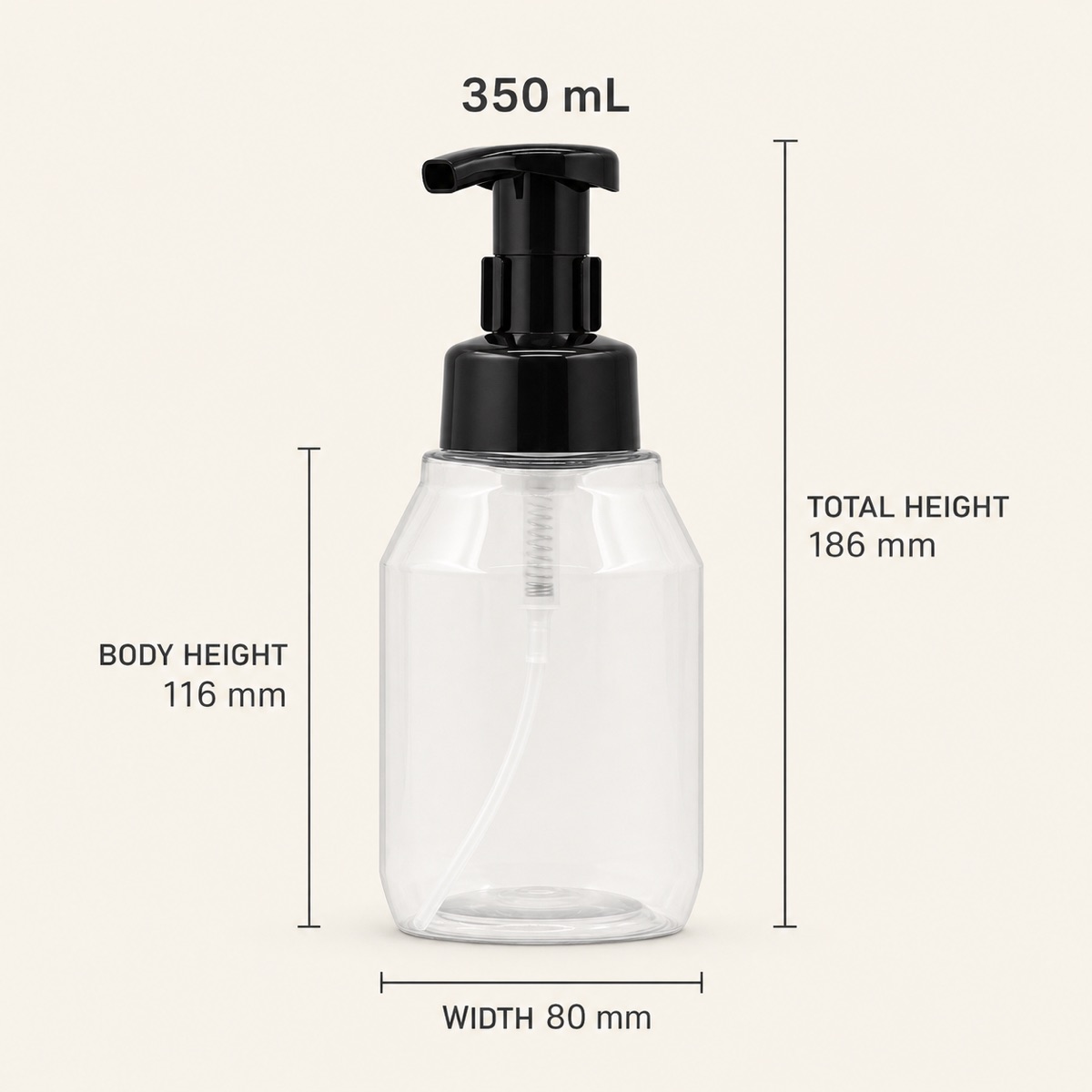350ml-clear-pet-foaming-pump-bottle-dimensions