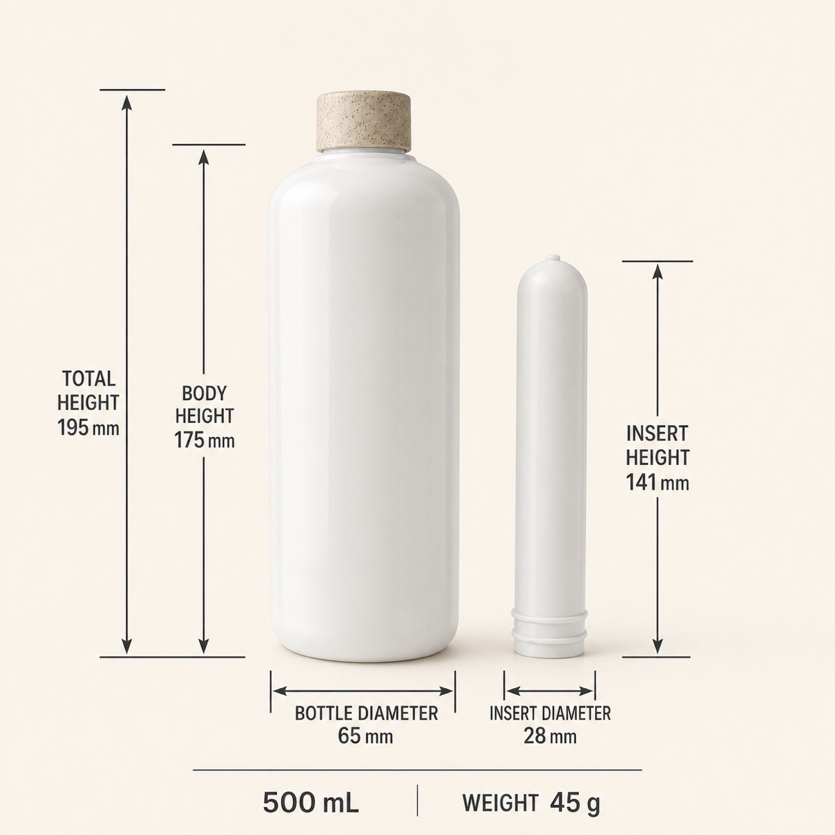 500ml-white-pla-bottle-and-inner-insert-dimensions