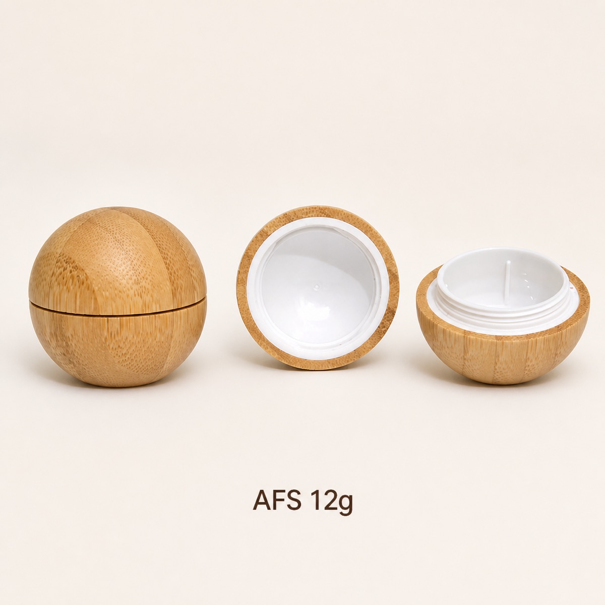 12g-bamboo-spherical-cosmetic-jar-shown-closed-open-and-separated