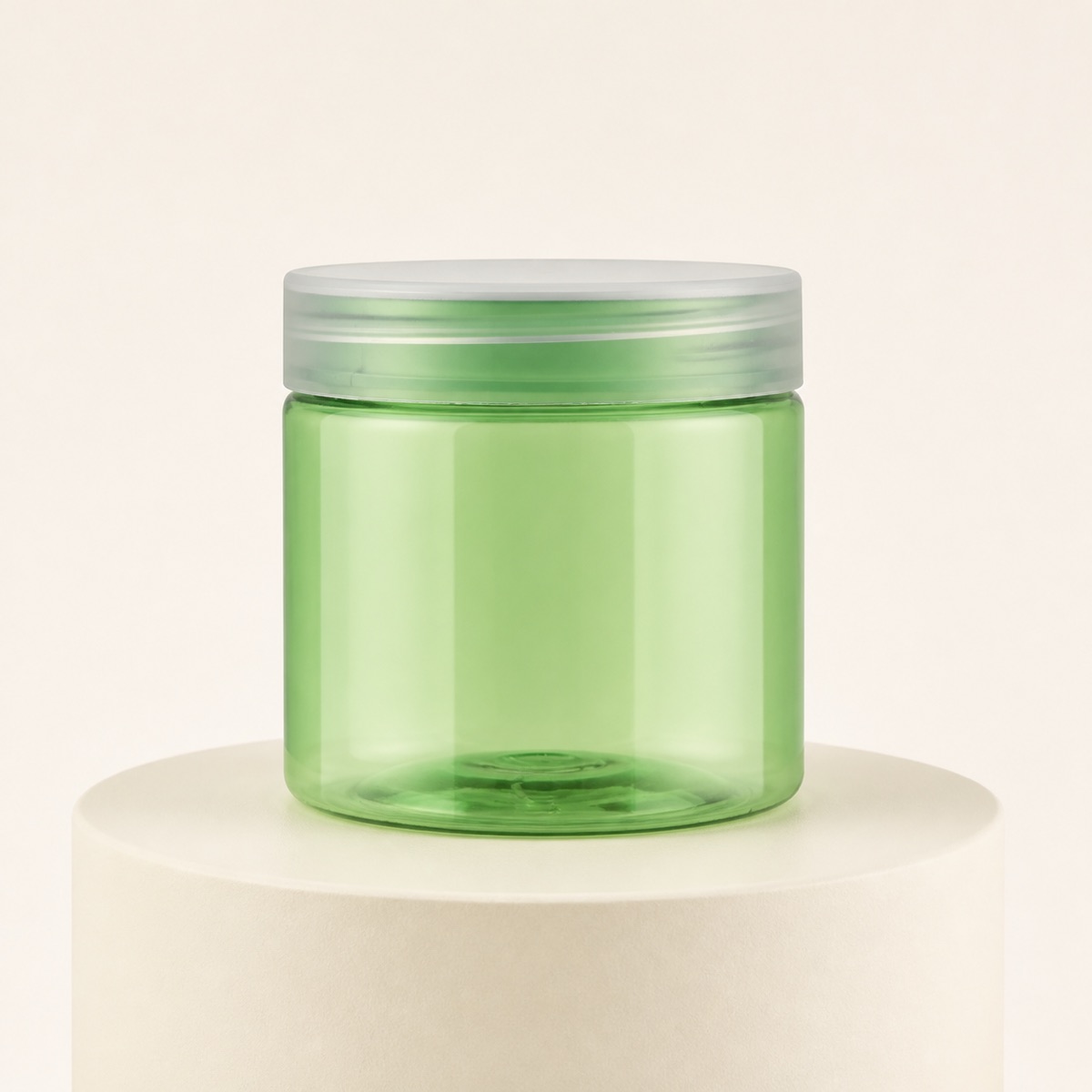 green-transparent-pet-wide-mouth-cosmetic-cream-jar