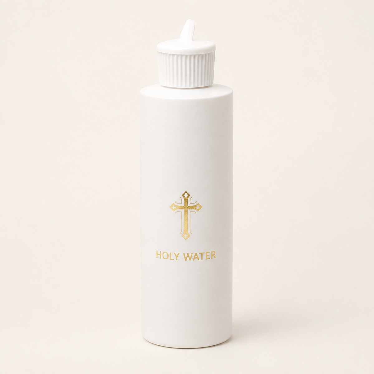 tall-cylindrical-white-pe-holy-water-bottle-with-pointed-cap