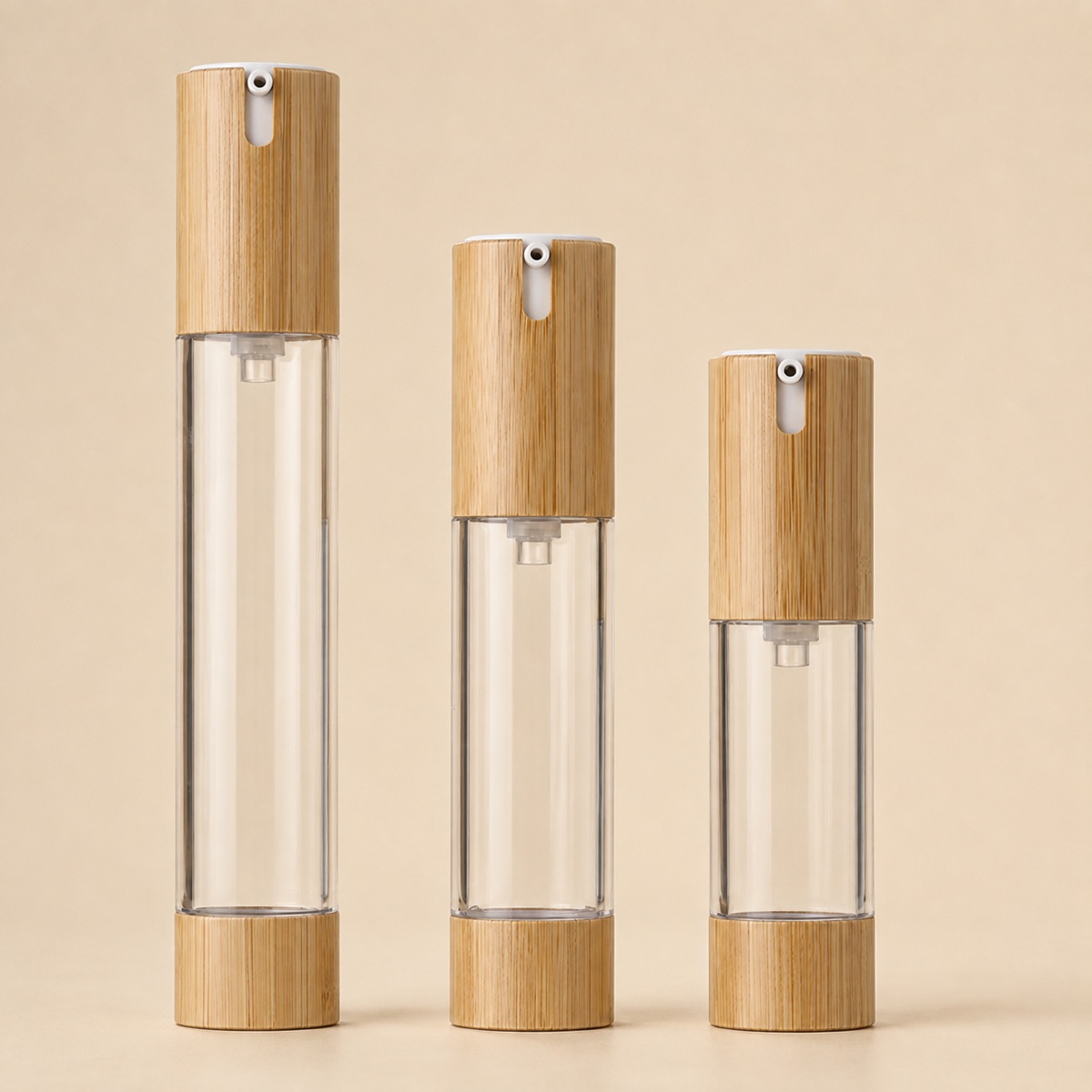 15ml-30ml-50ml-as-airless-lotion-bottle-with-bamboo-trim-15ml-30ml-and-50ml-bottle-lineup