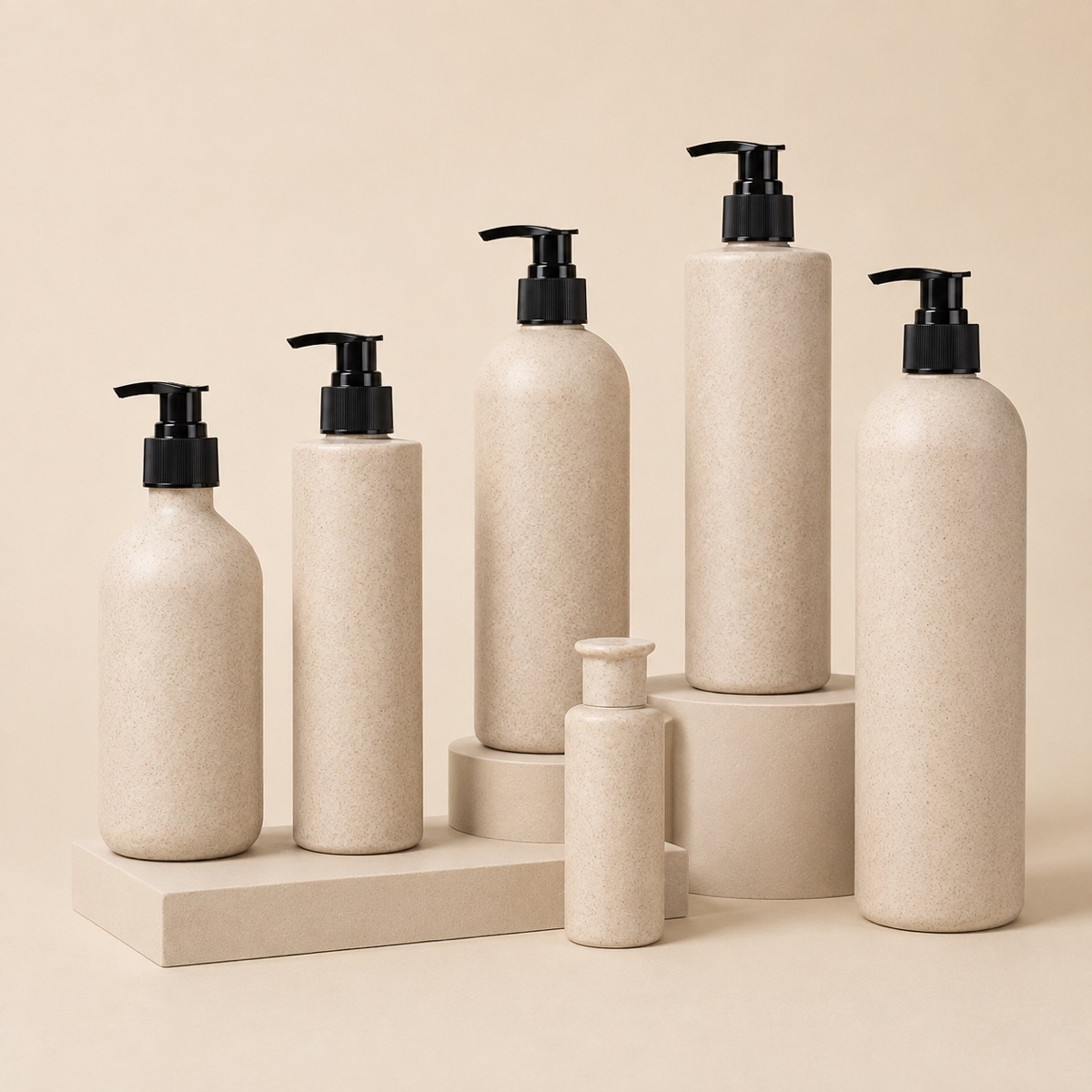 30ml-to-500ml-wheat-straw-composite-pump-bottle-complete-packaging-collection-on-a-neutral-display