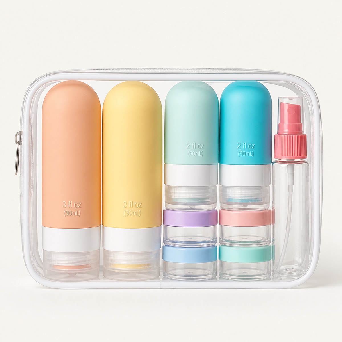 90ml-silicone-travel-toiletry-bottle-set-pastel-travel-set-packed-in-a-clear-pouch