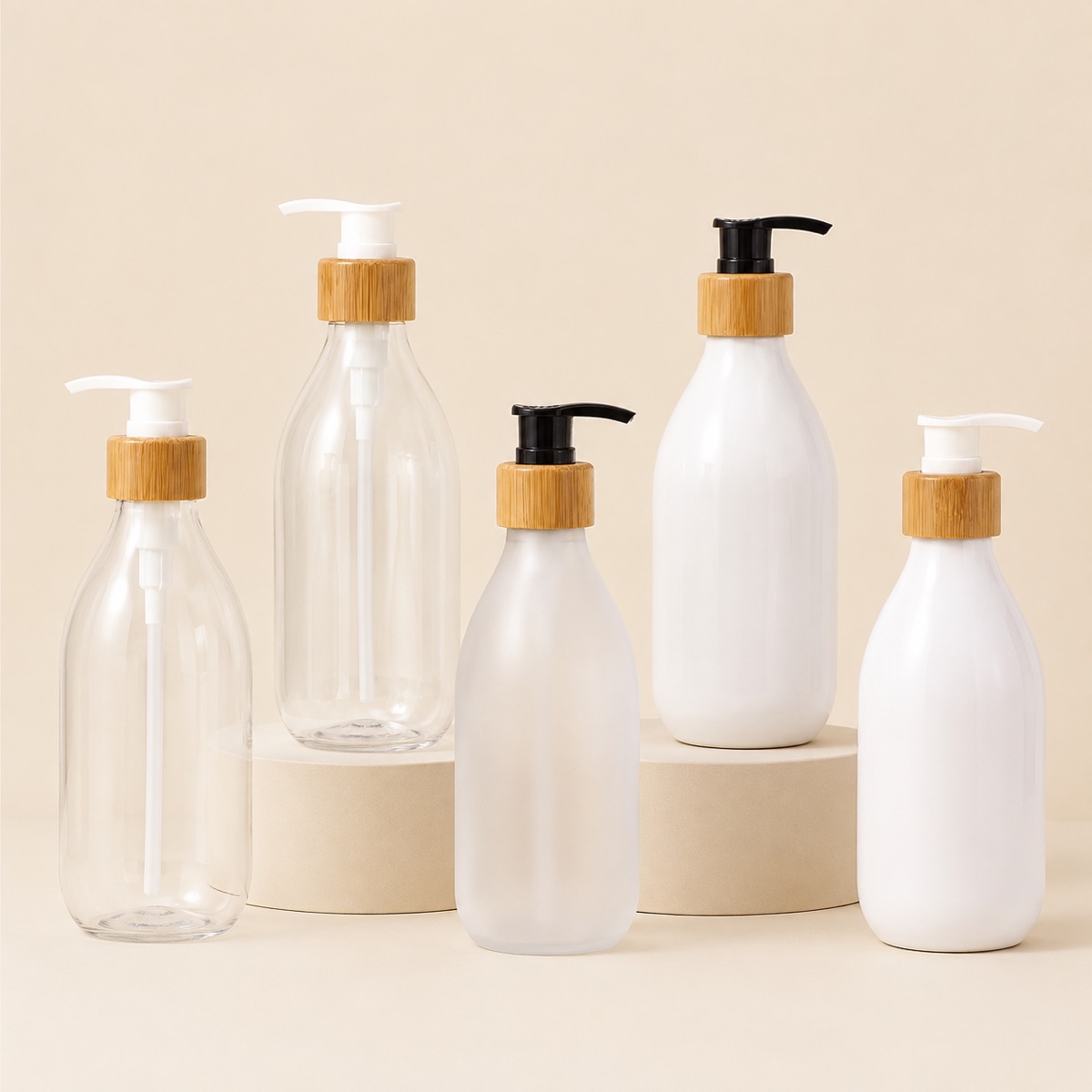 300ml-400ml-500ml-pet-lotion-pump-bottle-with-bamboo-collar-in-clear-and-white-bottle-finishes