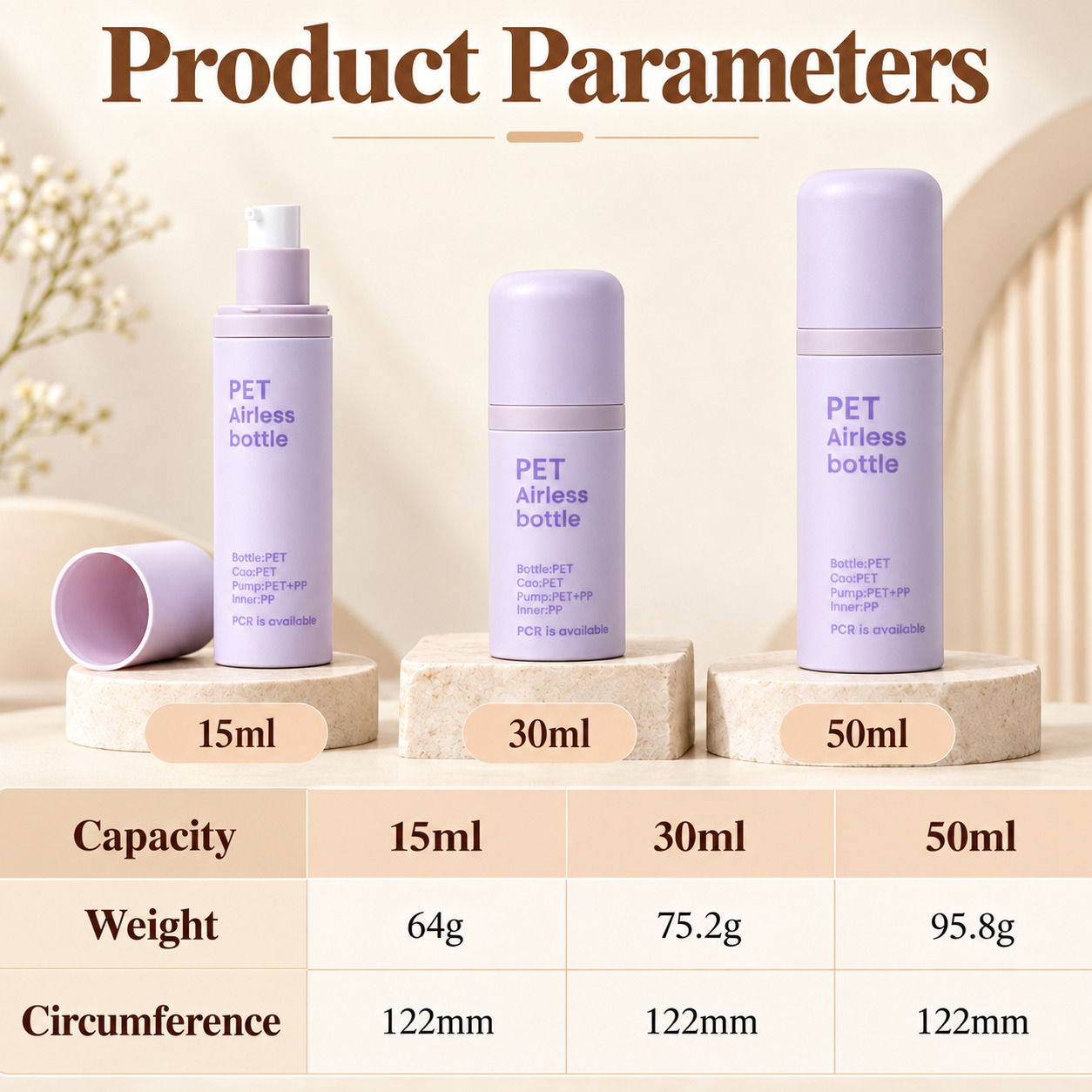 15ml-30ml-50ml-refillable-airless-cosmetic-bottle-showing-the-15ml-30ml-and-50ml-capacity-weight-chart