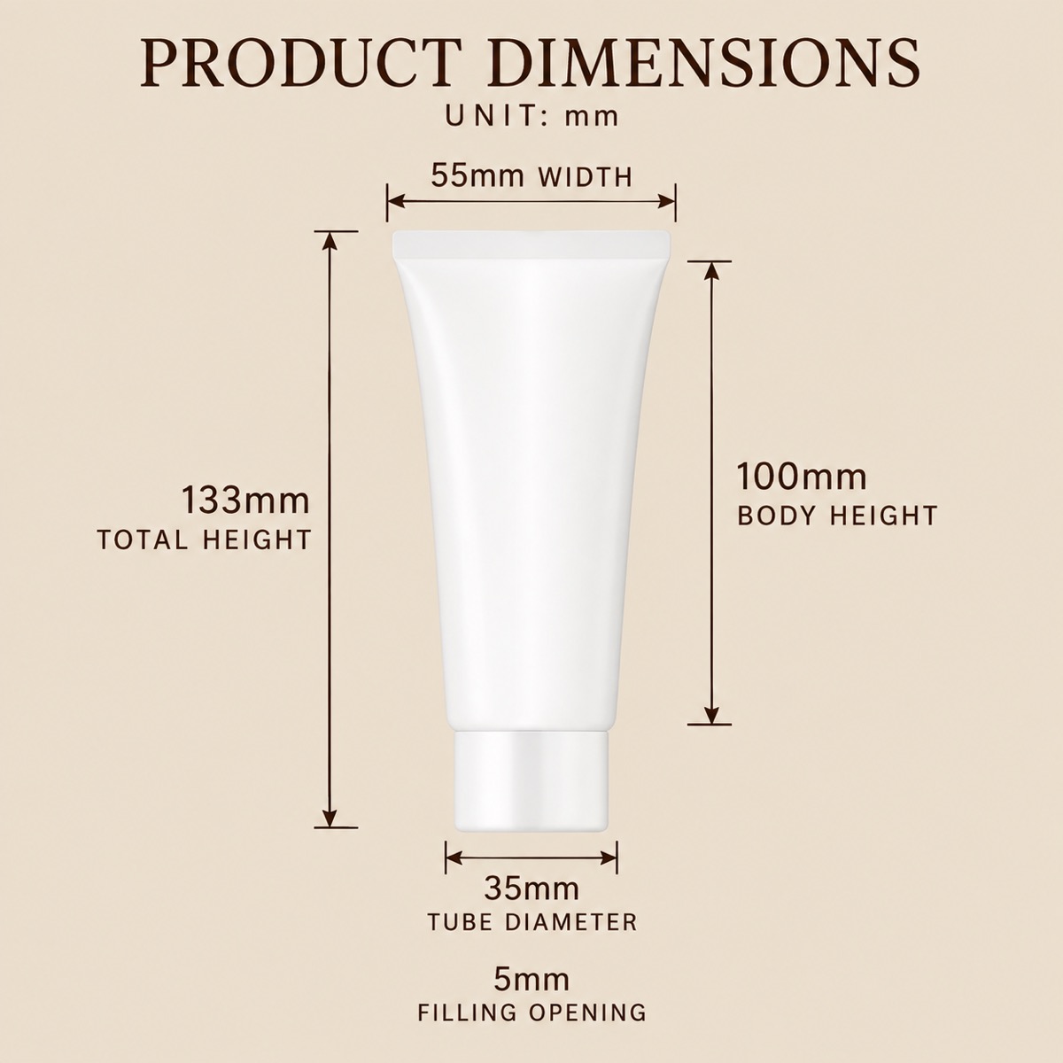 50g-aluminum-plastic-laminate-flat-cosmetic-tube-showing-product-dimensions