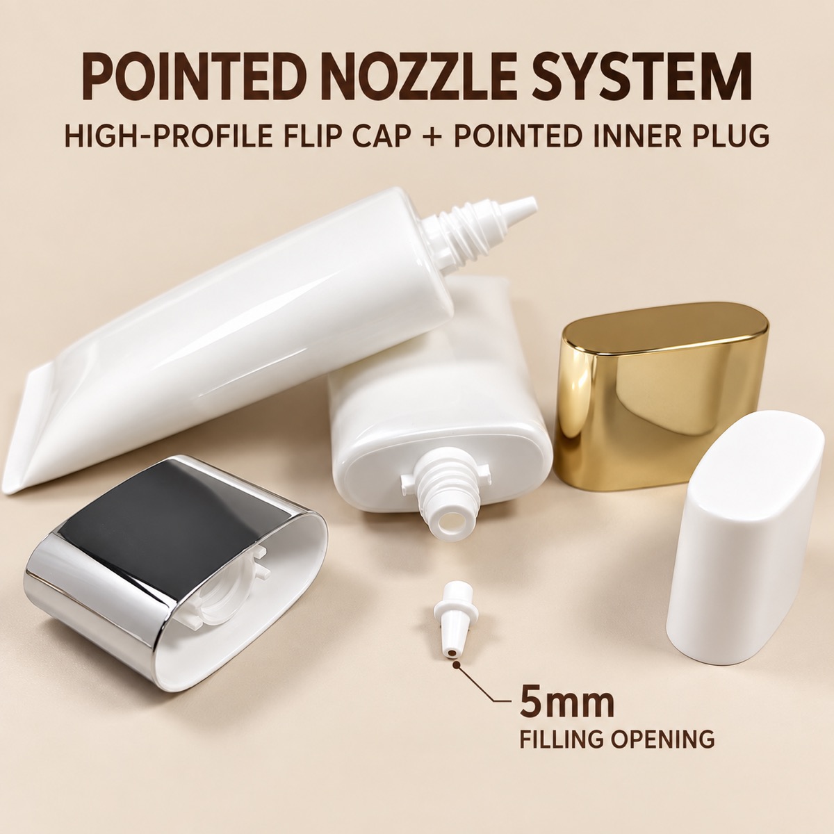 50g-aluminum-plastic-laminate-flat-cosmetic-tube-showing-pointed-nozzle-system-5mm