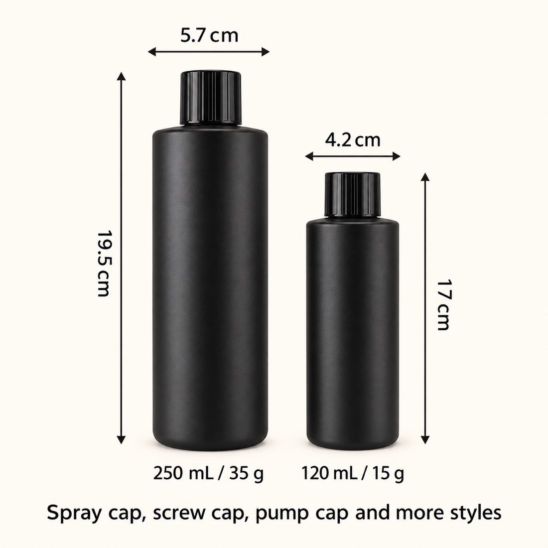 120ml-250ml-black-matte-pcr-flat-shoulder-bottle-shown-in-a-size-comparison