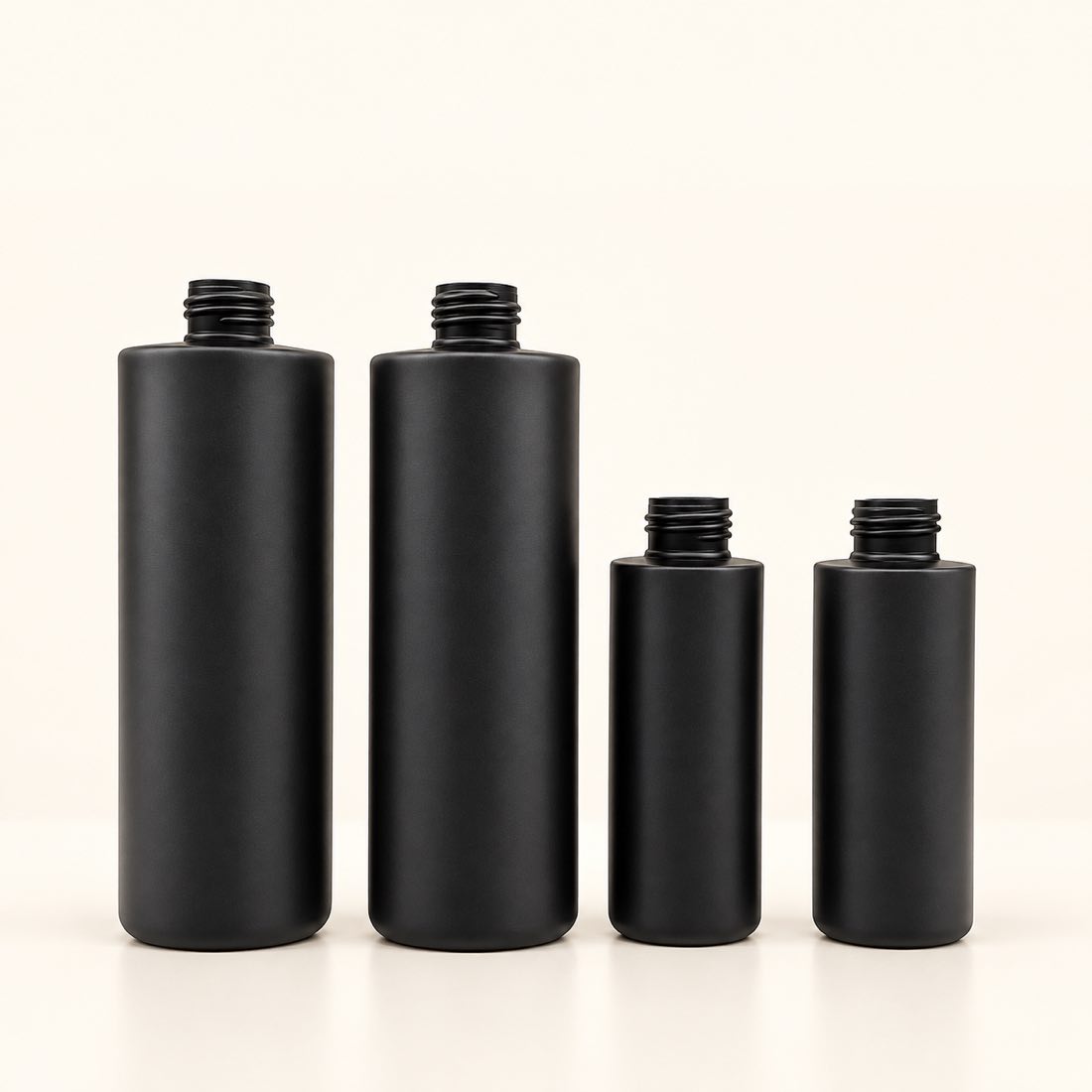 120ml-250ml-black-matte-pcr-flat-shoulder-bottle-showing-open-neck-bottle-set