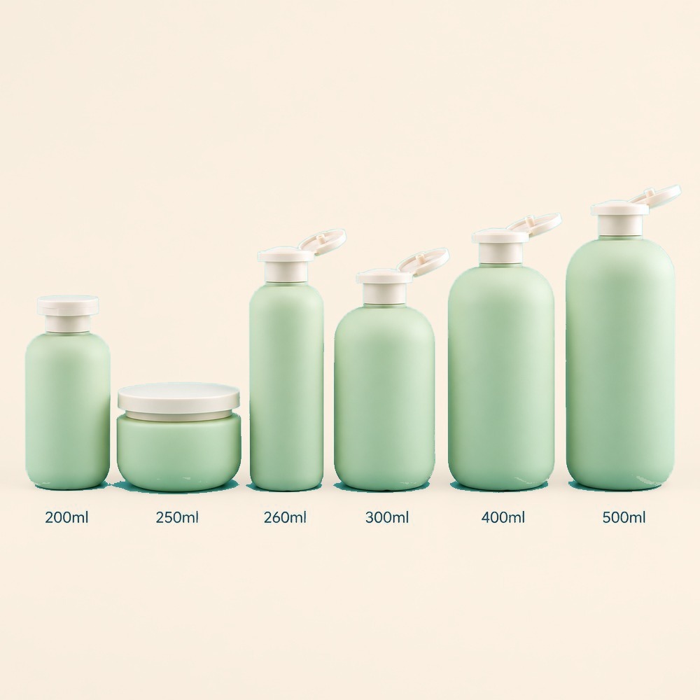 200ml-to-500ml-soft-touch-hdpe-personal-care-bottle-and-jar-showing-warm-capacity-lineup