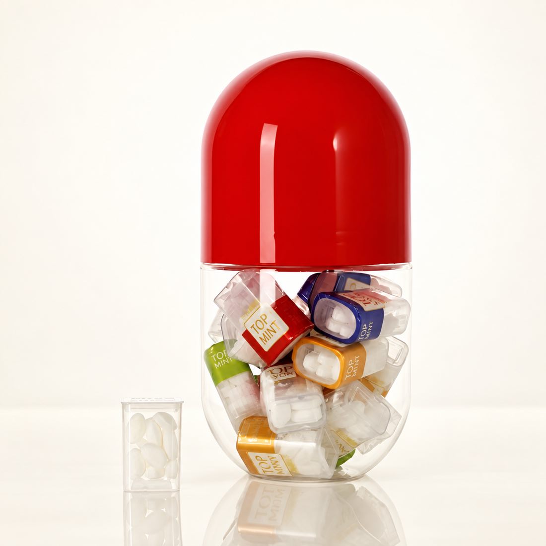 520ml-clear-pet-capsule-shaped-candy-and-supplement-jar-showing-red-capsule-filled