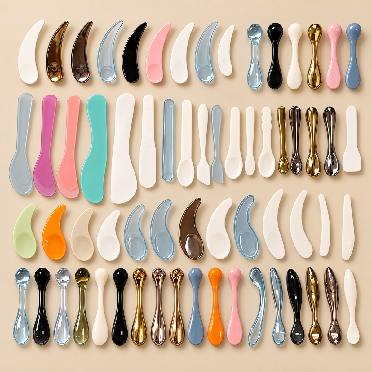 custom-pp-cosmetic-cream-spatula-and-mask-spoon-showing-assorted-spatulas-main