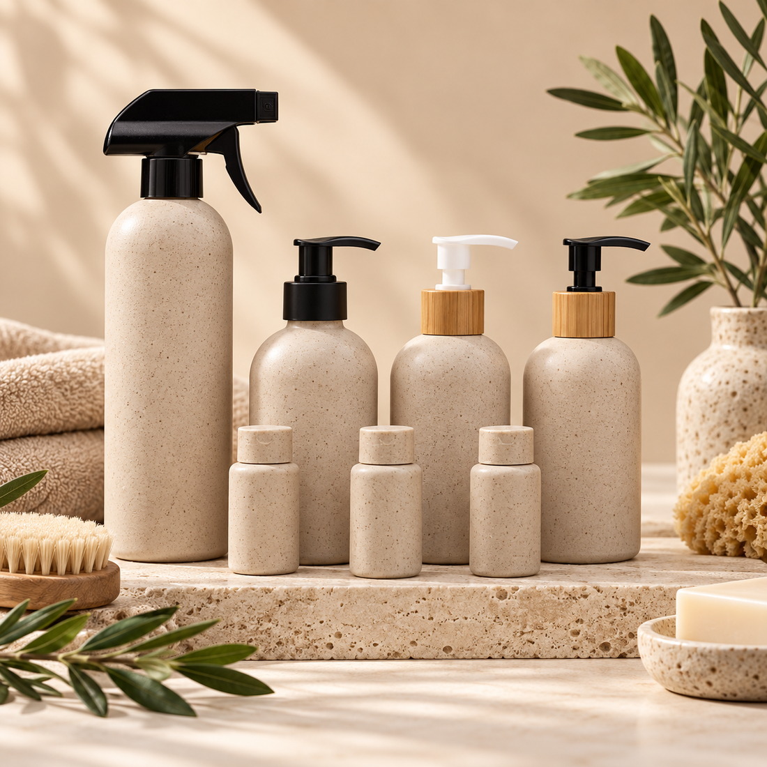 multi-size-wheat-straw-composite-cosmetic-packaging-collection-showing-pump-set